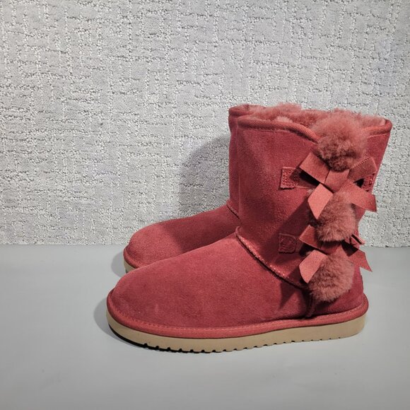 Koolaburra by UGG Victoria 1015874 Womens US Size 8 Red Suede Fur Short Boots - Picture 1 of 10